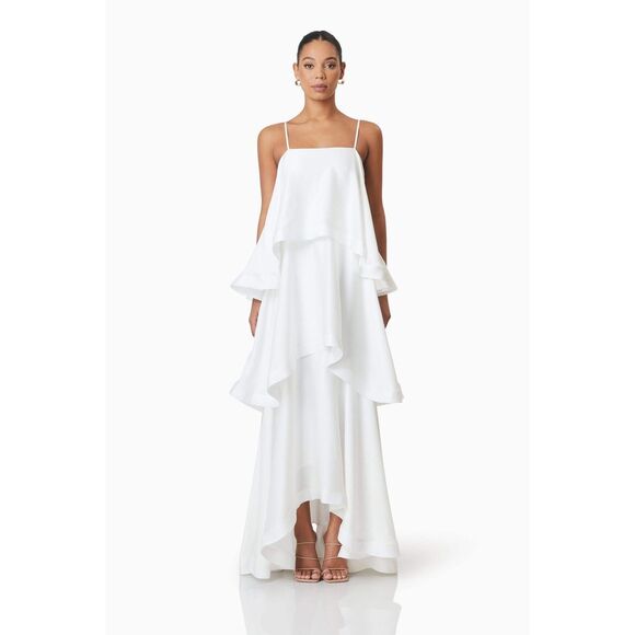 Elliatt Tilly Tiered Maxi Dress White bachelorette wedding Bridal size XL NWT - Picture 5 of 9